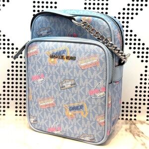 Michael Kors Medium Jet Set Travel NS Chain Xbody Bag Light Sky Multi